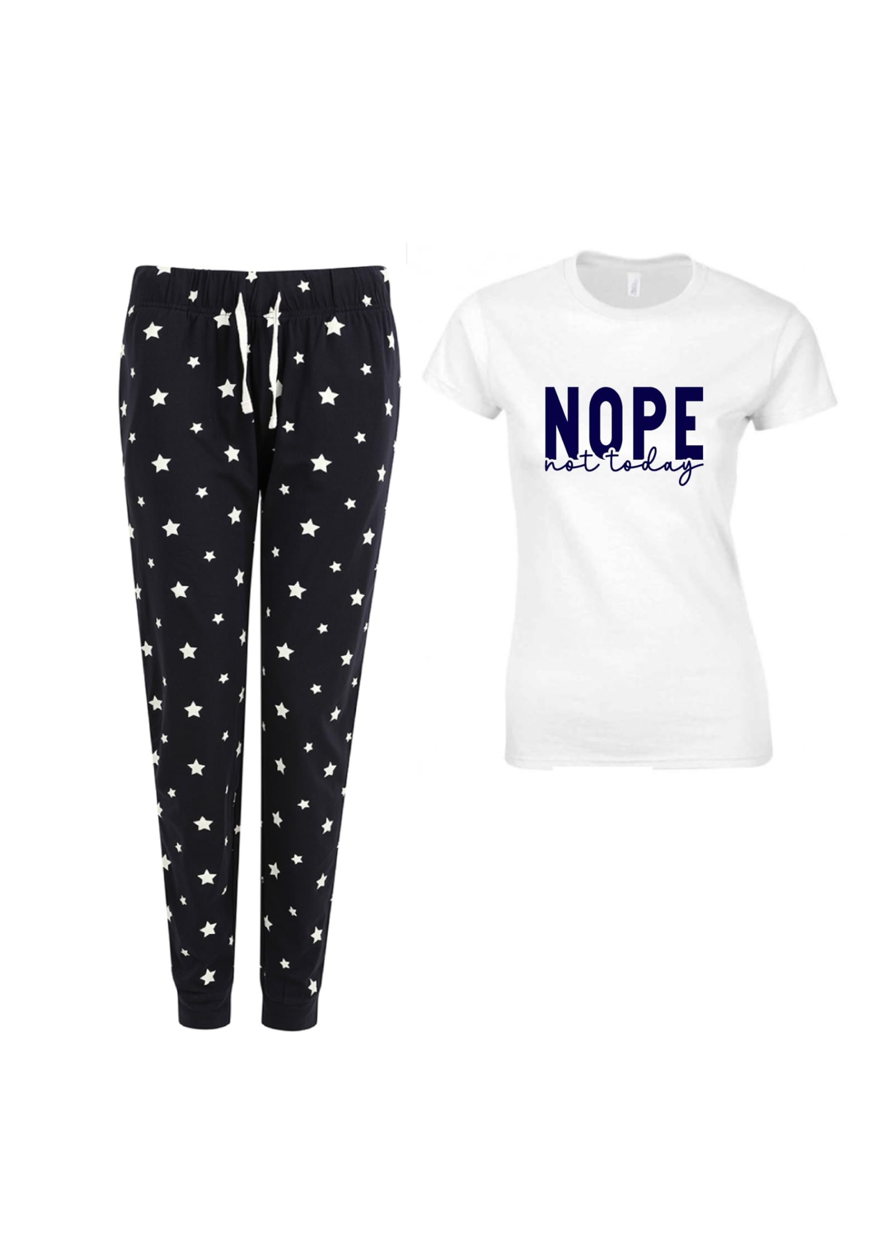 60 Second Makeover Limited Nope Not Today Ladies Navy Blue Star Pyjama Set