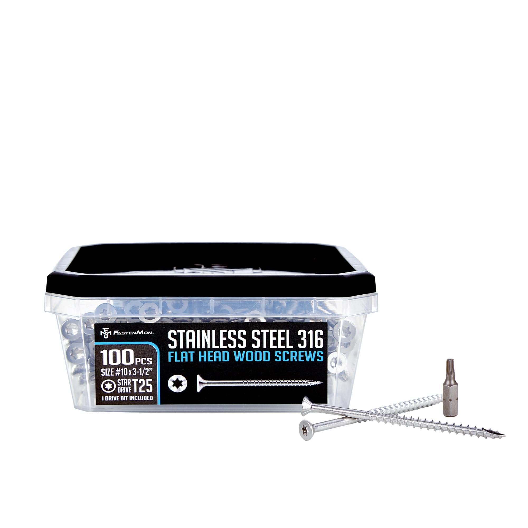Marine Grade Stainless Steel Wood Screws - 100 Pack -12