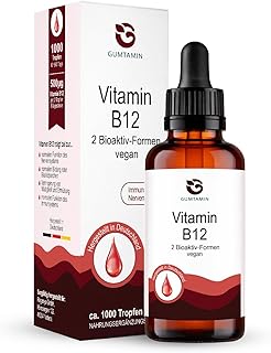 Vitamin B12 Tropfen – Vitamin B12 (500µg) Tropfen mit Methylcobalamin & Adenosylcobalamin – Nahrungsergänzungsmittel – geschmacksneutral – 50 ml – vegan, ohne Alkohol