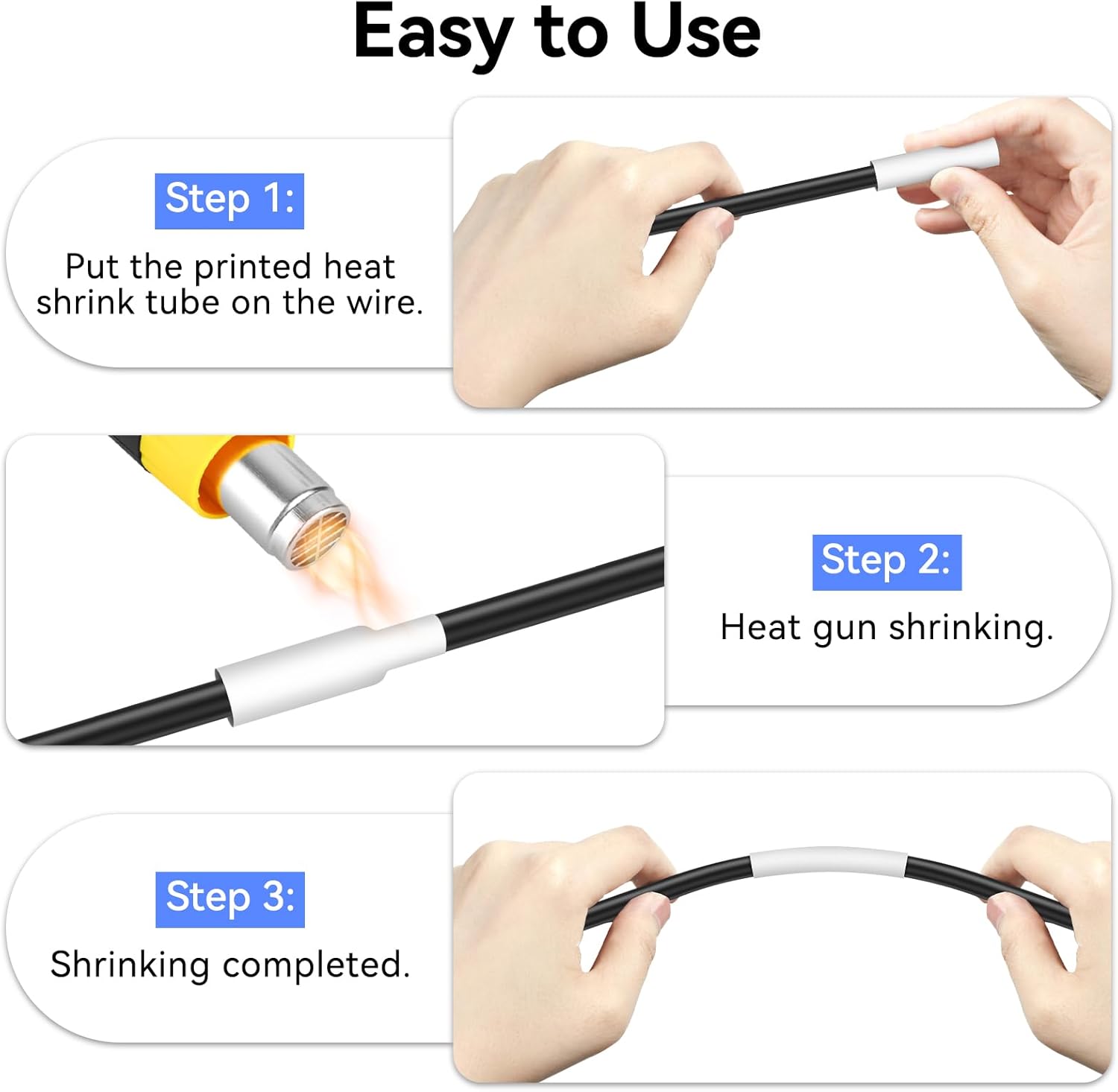 4 Pack Compatible for P-Touch HSe-211 HSe211 HS-211 HS211 Heat Shrink Label Tube 5.8mm 0.23'' Black on White Shrink Tubing Wire Cable for Ptouch PT-D400 H300 E500 D600 E300 E800W H75 Label Maker Tape