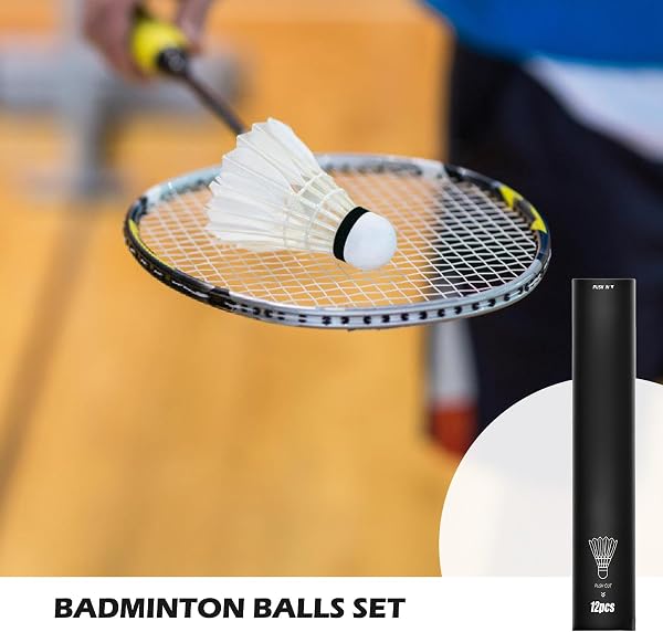 BORDEAG Lot de 12 volants de badminton en plumes de canard pour l'entraînement, la compétition et le centre de badminton - Longue durée de vie - Équilibre et vitesse élevés - 4
