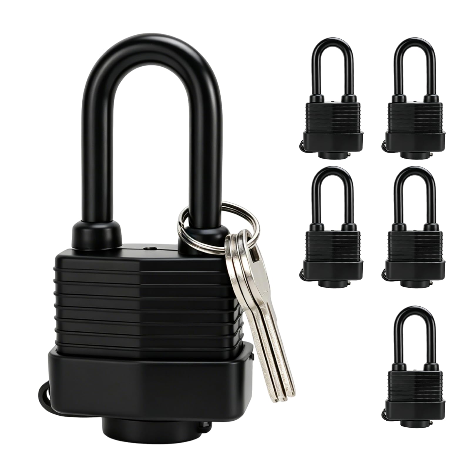 Candado Candado Padlock Candado | 6 unidades con 18 llaves resistentes a la intemperie, latón, cierre uniforme, para jardín, taquilla, sótano, maleta