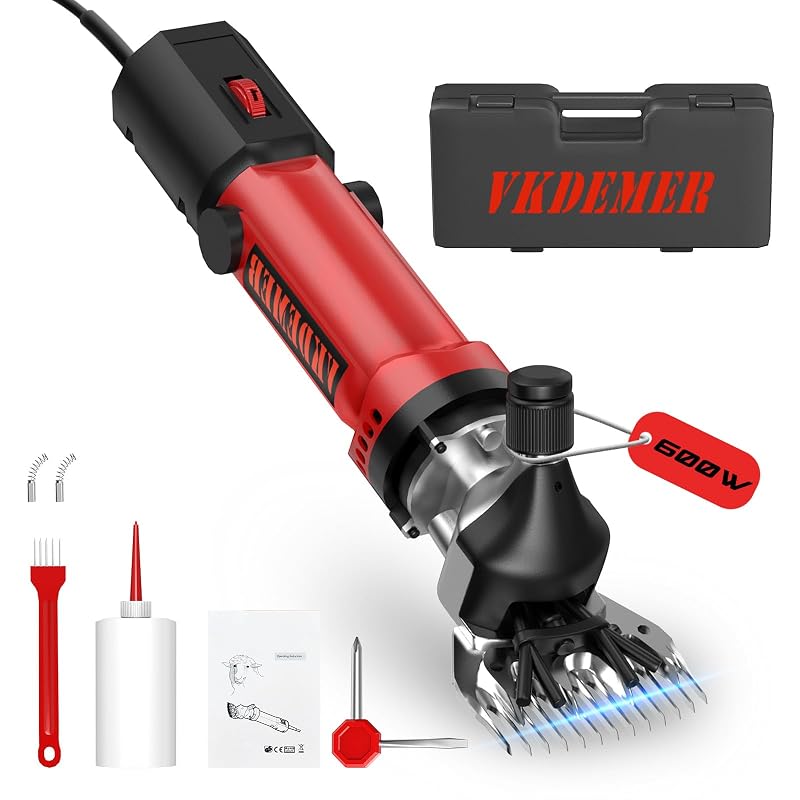 Tosquiadeira elétrica para ovinos com lâmina de aço carbono, 600 W, 6 velocidades Vkdemer, 1 unidade