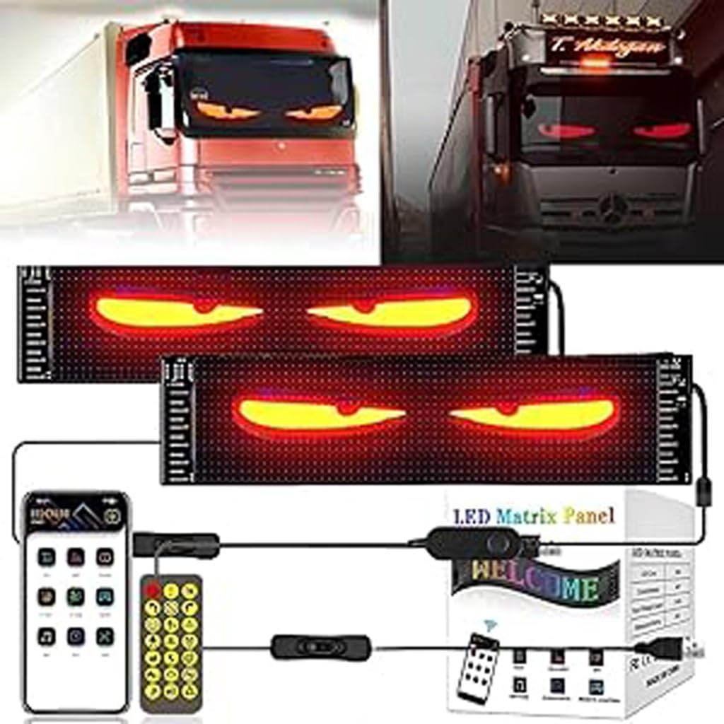Occhi Luminosi a LED Devil Eyes, Grande Display Flessibile Programmabile, Fai da Te, Luci a LED Dinamiche e Colorate a Forma di Occhio(70x173mm)