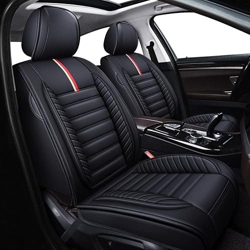 Miniatura 3 de OASIS AUTO Fundas de asiento de automóvil de alta calidad, impermeables, de piel sintética, accesorios universales para SUV, camión, sedán,