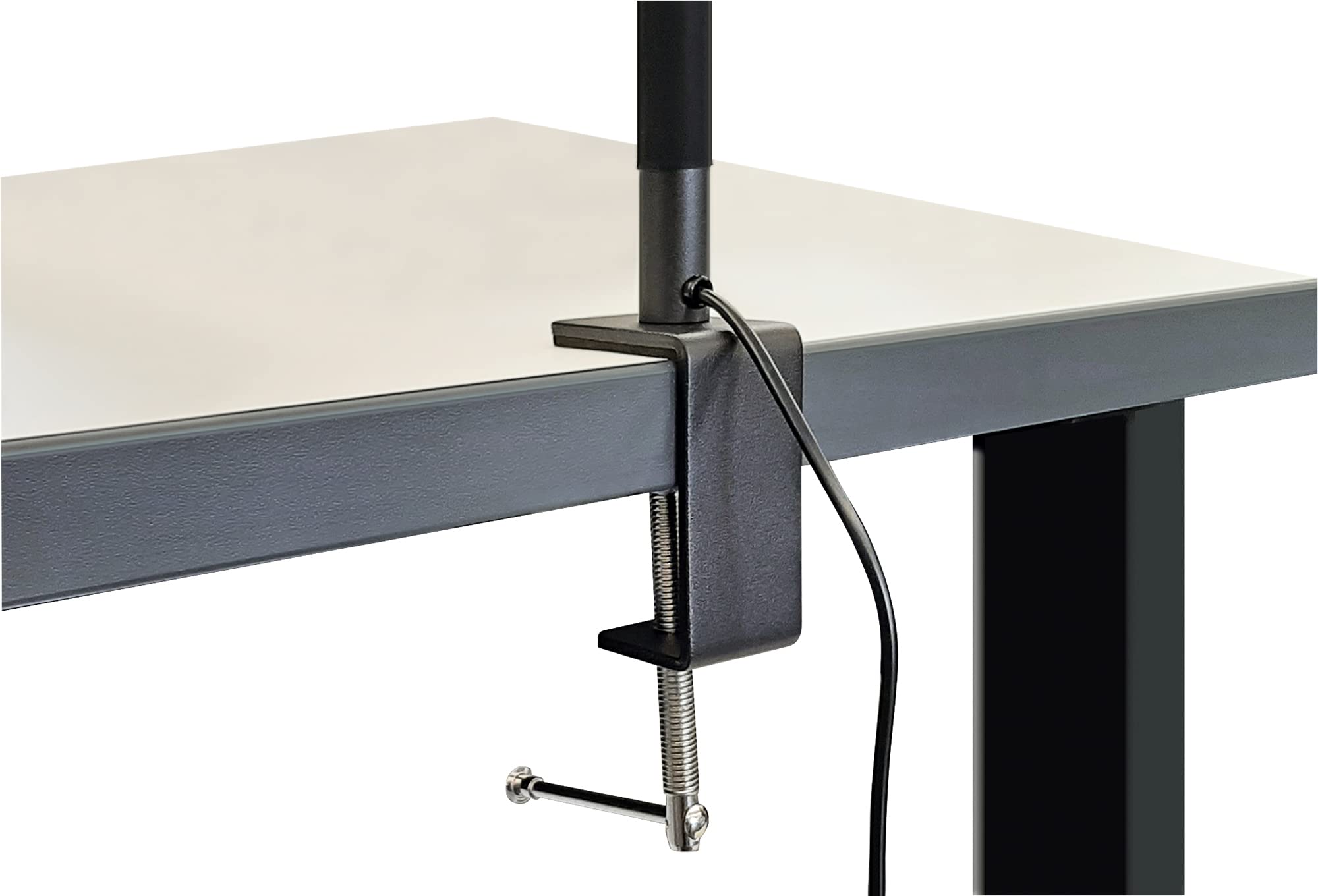 SCHWAIGER 658156 - Lampada da scrivania a LED, lampada da ufficio, con sensore touch a collo di cigno, porta USB, clip a vite