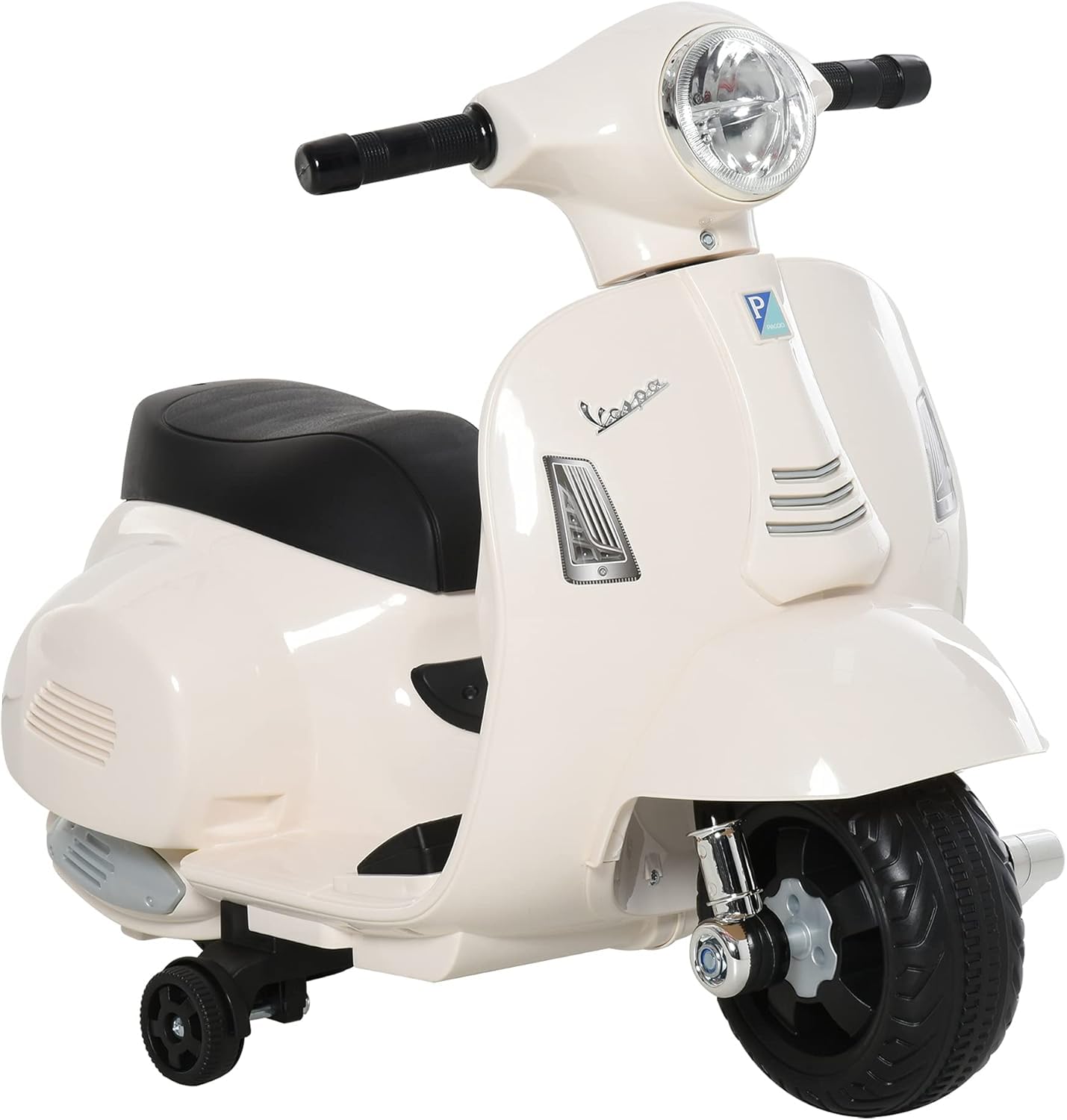 Moto Elettrica per Bambini Vespa Elettrica Per Bambini 1 Anno con Licenza Ufficiale Vespa Batteria 6V, Fari e Clacson, per Bimbi da 18-36 mesi, (Bianco)