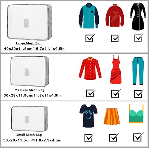 Vista 2 de Juego de 6 cubos de embalaje y bolsa de lavandería, organizadores de bolsas de almacenamiento de viaje para equipaje, maleta de mano de compresión