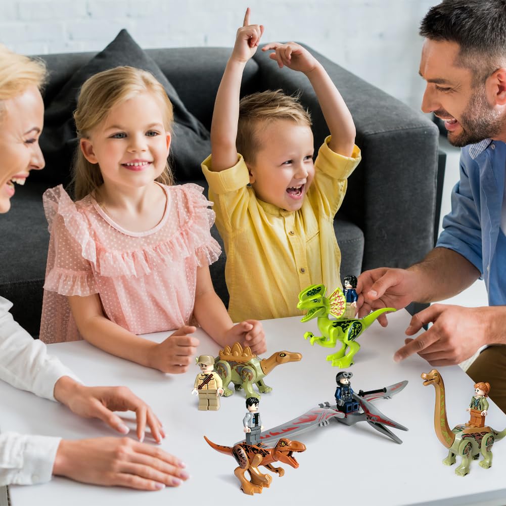 CEWROM Dinosaurier Block Spielzeug Set,16 PCS Realistisches Dino Figuren Spielset, Jurassic Figuren Spielzeug, Tyrannosaurus Rex Pterodactyl Triceratops Velociraptor für Kinder Lernspielzeug Geschenk