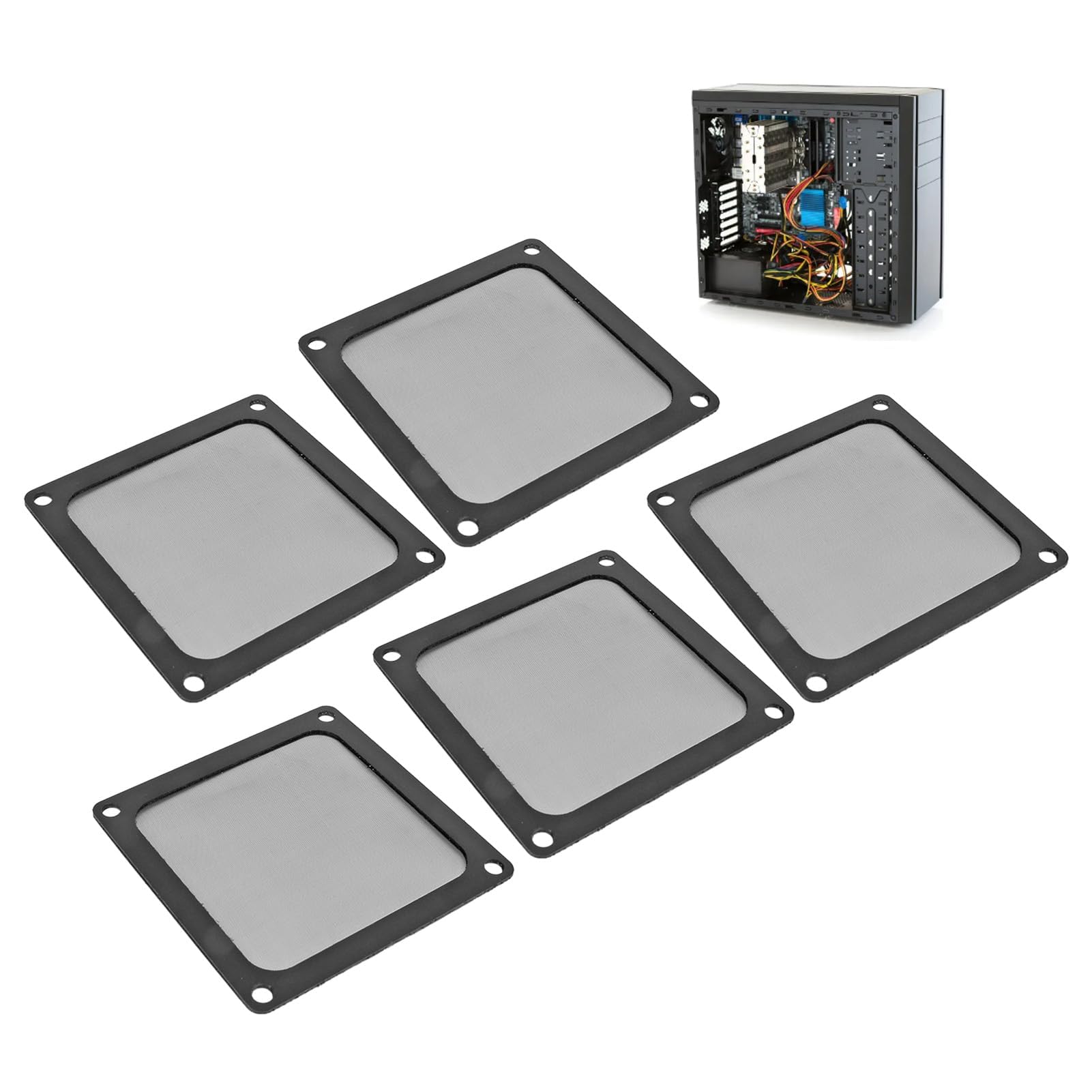 5 Pezzi 80x80mm Filtro Antipolvere per Ventola di Raffreddamento Computer, Telaio Magnetico Ventola PC Maglia Antipolvere Filtro di Raffreddamento PC, Filtro Ventola Copertura