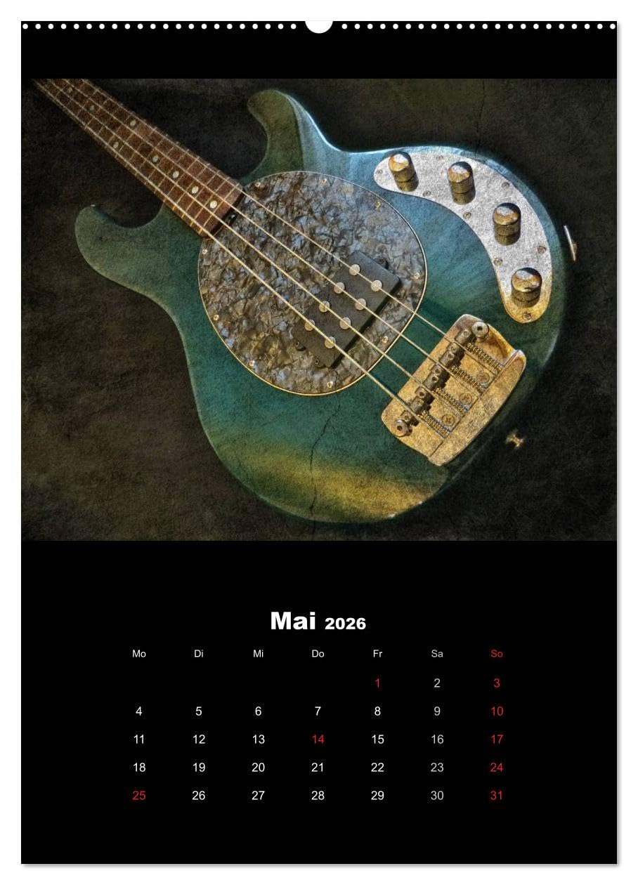 Vintage Gitarren (Wandkalender 2026 DIN A2 hoch), CALVENDO Monatskalender: Gitarren im Vintage-Style in Szene gesetzt