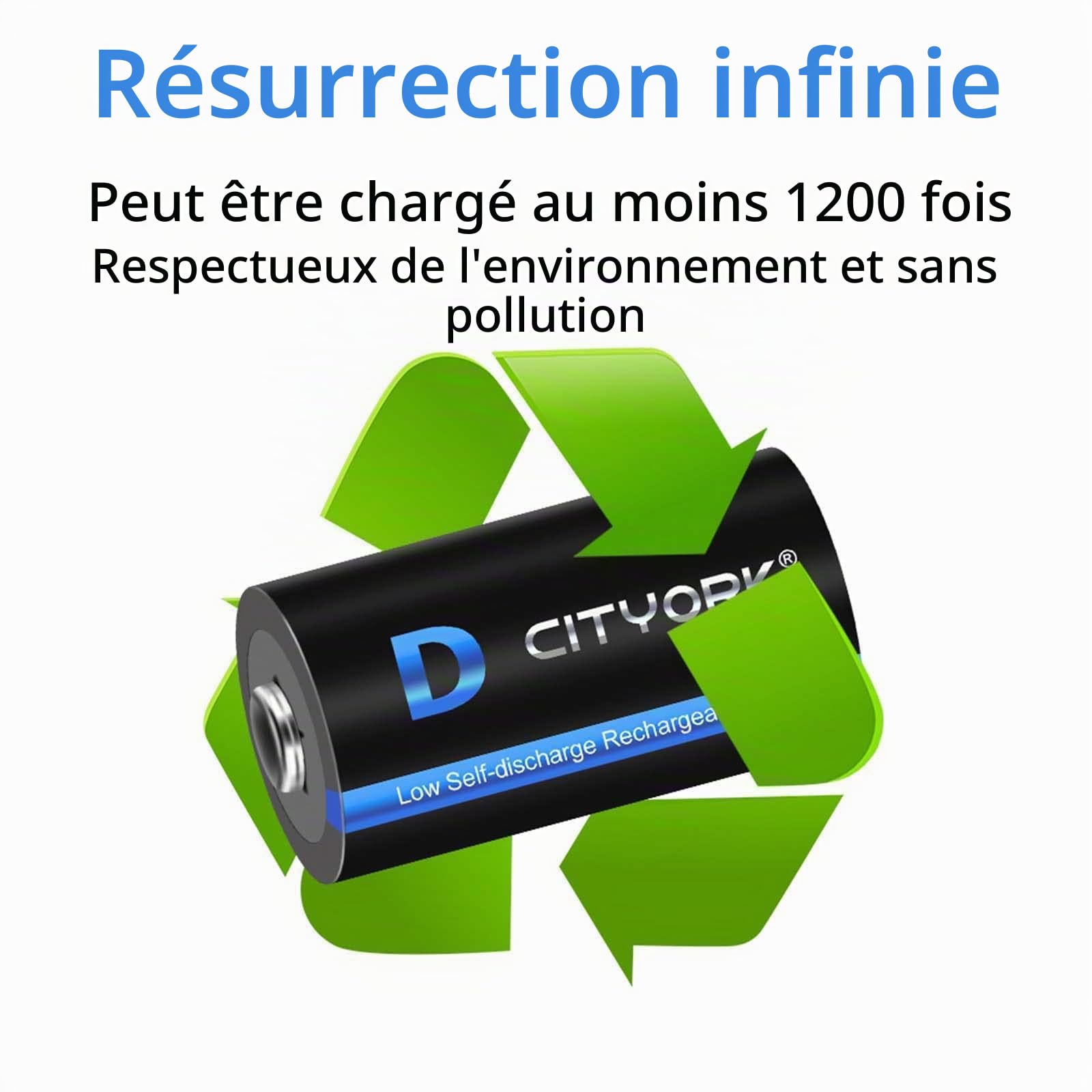 CITYORK 10 000 mAh 1,2 V Ni-MH D Piles Rechargeables Haute capacité Parfaites pour Une Utilisation Quotidienne et Professionnelle Comprend Un étui à Piles – Lot de 6