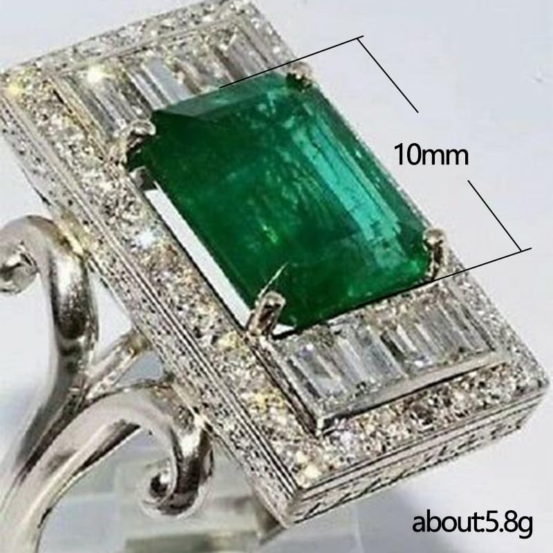Vintage Emerald Groene Zirkonia Ring Rhinestone Statement Grote vierkante groene skeletring for Women Large Crystal Cubic Zirconia Stacking Rings Prom Wedding Bridal Finger Jewelry Gift for Her?8?