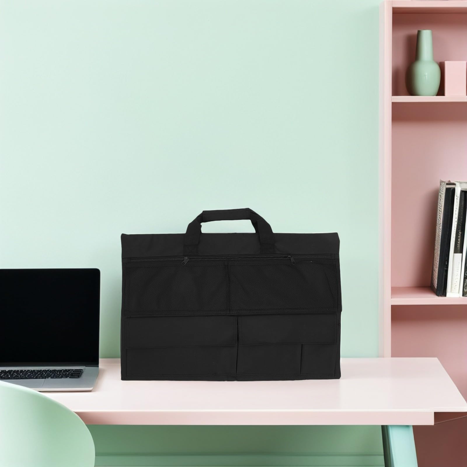 VILLCASE Copertura Antipolvere in Nylon Nero per Monitor da 24 Pollici Maniglia e Tasca , Protezione per Schermi LED in Ufficio e Uso Desktop