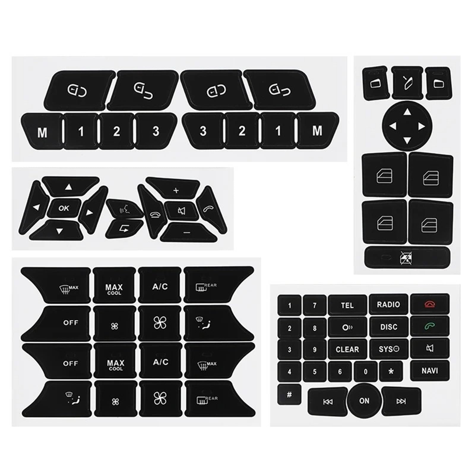 Car Button Sticker Compatible with Benz for C-Class for W204 for S204 for C204 Car Button Repair Stickers Accessories