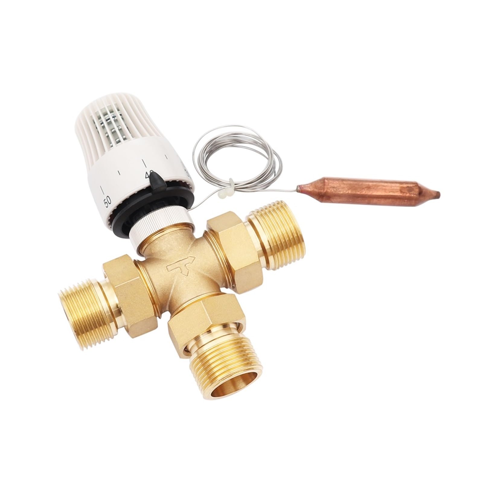 HWEIH Valvola miscelatrice a Tre Vie con sensore remoto capillare termostatico. Campo di impostazione 30-70 °C(Actuator And vavle)