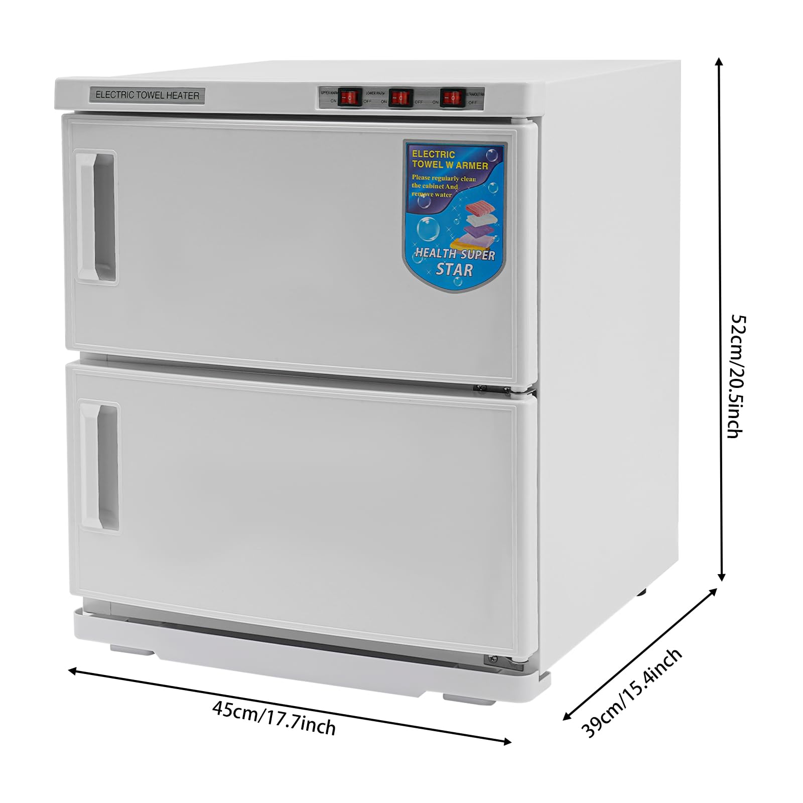 Portasciugamani a 2 porte 50L riscaldatore sterilizzatore UV armadio caldo cosmetici compresse