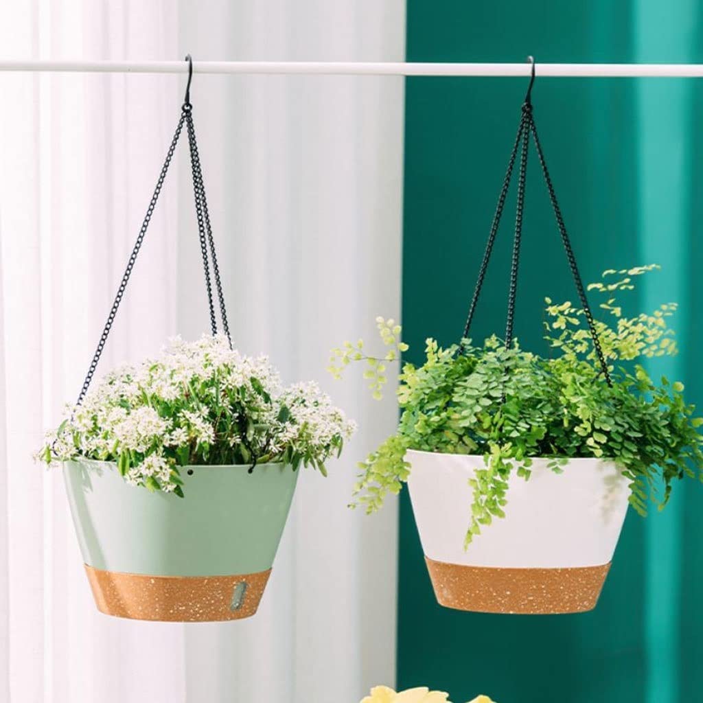 Wisząca doniczka na rośliny, 16,5 cm, plastikowe wiszące kosze na rośliny z 2 haczykami, wisząca doniczka z odpinaną podstawą do ogrodu, wewnątrz, na zewnątrz, dekoracja domu, 2 sztuki, dekoracja ogrodowa ganku (