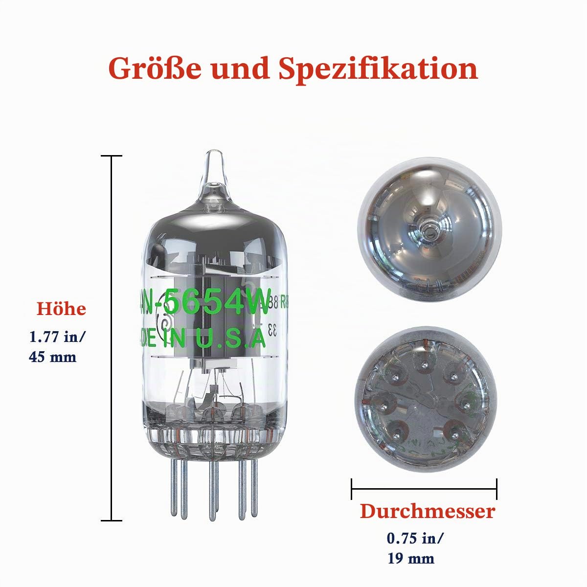 Fosi Audio 5654W Vakuumröhren 2 Stücke, 7-Pin Aufrüstung für 6AK5/6J1/6J1P/EF95 Kupplungsröhren, geeignet HiFi Verstärker