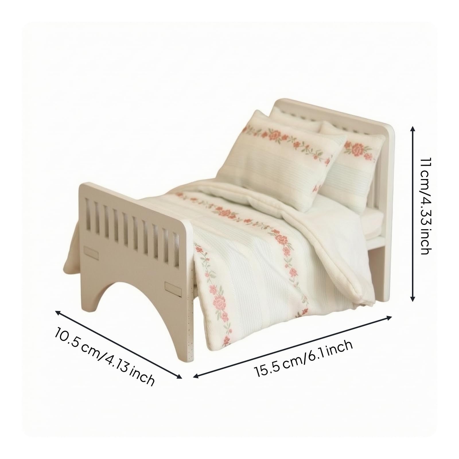 Letto per Bambole con Accessori Sicuro | Creativo, Lettino per Bambole con Biancheria, Leggero, Giocattolo, Diorama, Collezionisti,