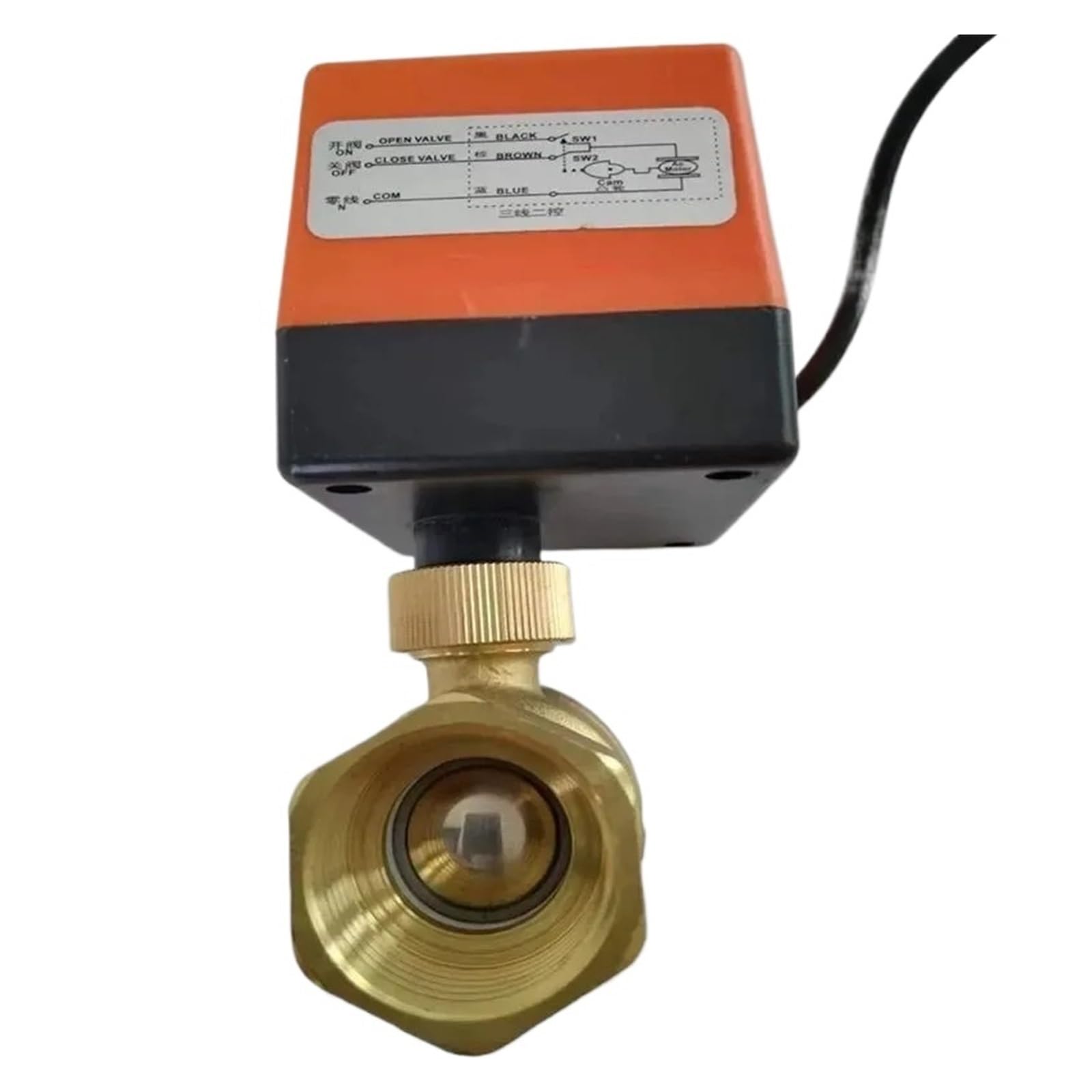 Valve motorisée Vanne à boisseau sphérique motorisée à actionneur 1/2", 3/4", 1", 2", 220 V, 110 V, 24 V, 12 V, 3 fils, 2 voies, en laiton, vanne d'arrêt(DN25,220VAC_2 WAY)