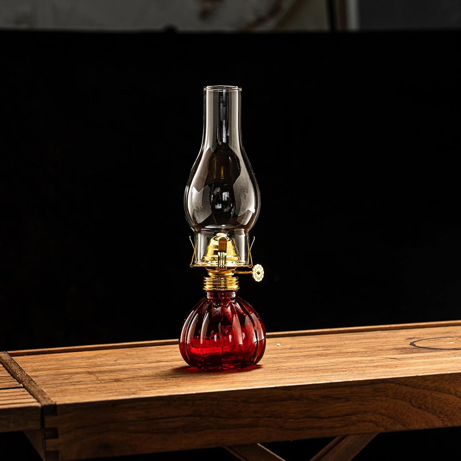 2 Pieces Vintage Oil Lamp Color Glass Kerosene Lamp Lantern 11 Inch Large Oil Lamps for Indoor Use Decorative Hurricane Lamp Oil Lantern for Tabletop Decor Emergency Lighting