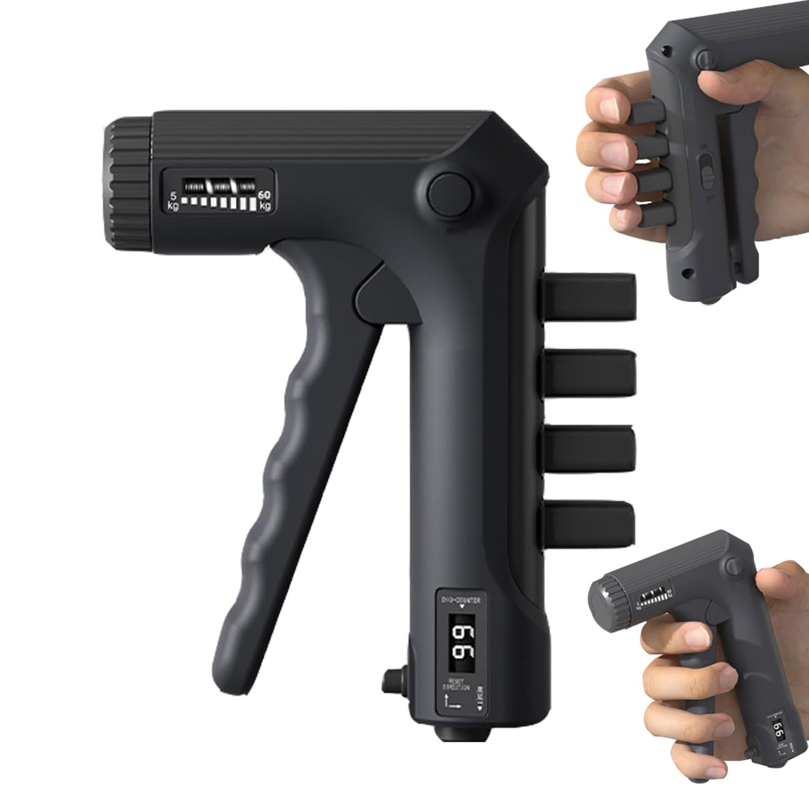 Hand Grip & Finger Strengthener 2 in 1, Hand Grip Strengthener Adjustable Resistance 11-132Lbs (5-60kg), Finger Exerciser for Musician, Rock Climbing and Therapy