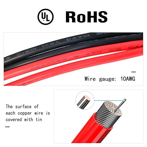 Miniatura 3 de Cable conector SAE, enchufe de desconexión rápida SAE de 10 AWG de 2 pies, 2 pines, para panel solar, automóvil, motocicleta (paquete de 2)