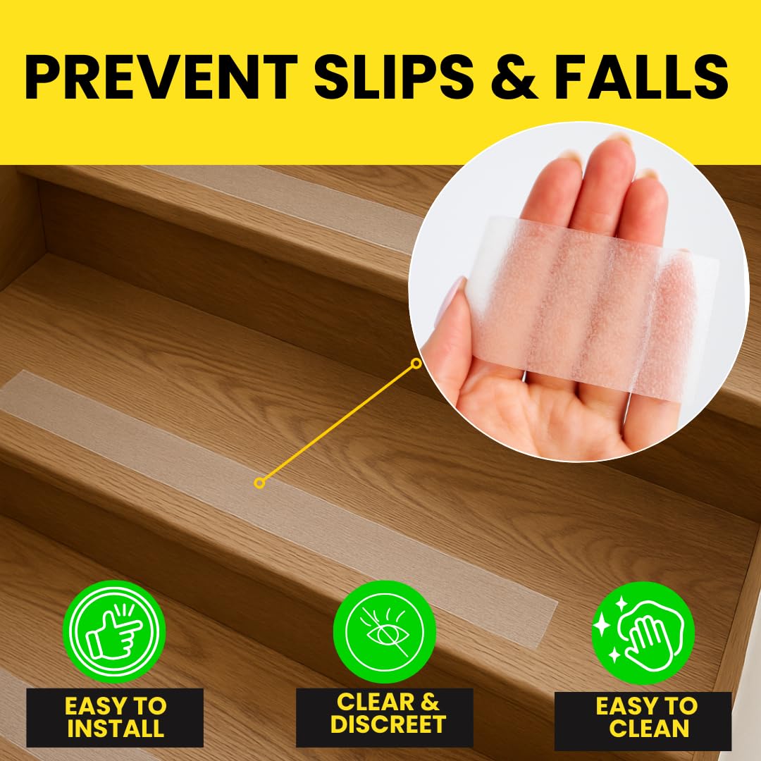 Grip Tape – Heavy Duty Transparent Anti Slip Tape for Tubs, Showers, Stairs & Decks. Heavy Duty Skin Safe Friction Tape for Indoor/Outdoor Use. Barefoot Friendly Non Skid Tape. 3in x 60ft.