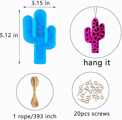 Miniatura 4 de Moldes de silicona para el horno, para cactus, molde grande de suministro fresco con 1 cuerda y 20 pasadores de ojo de tornillo, aptos para horno de
