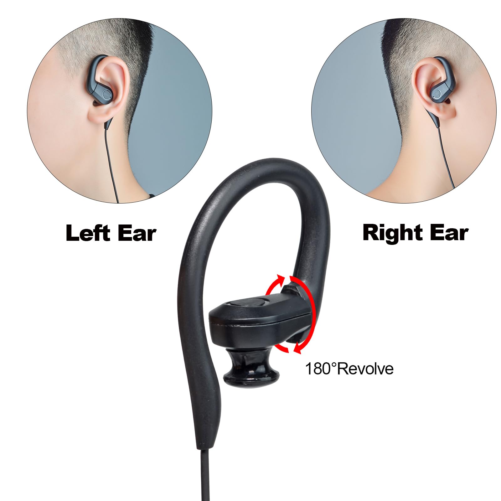 UAYESOK Radio Earpiece 3.5mm Jack Listen/Receiver Only Soft G Shape Ear Hook Walkie Talkie Headset 1 Pin for Motorola Yaesu Kenwood Maxon Vertex Security Police Radio Speaker Mics (2 Pcs) - Image 3