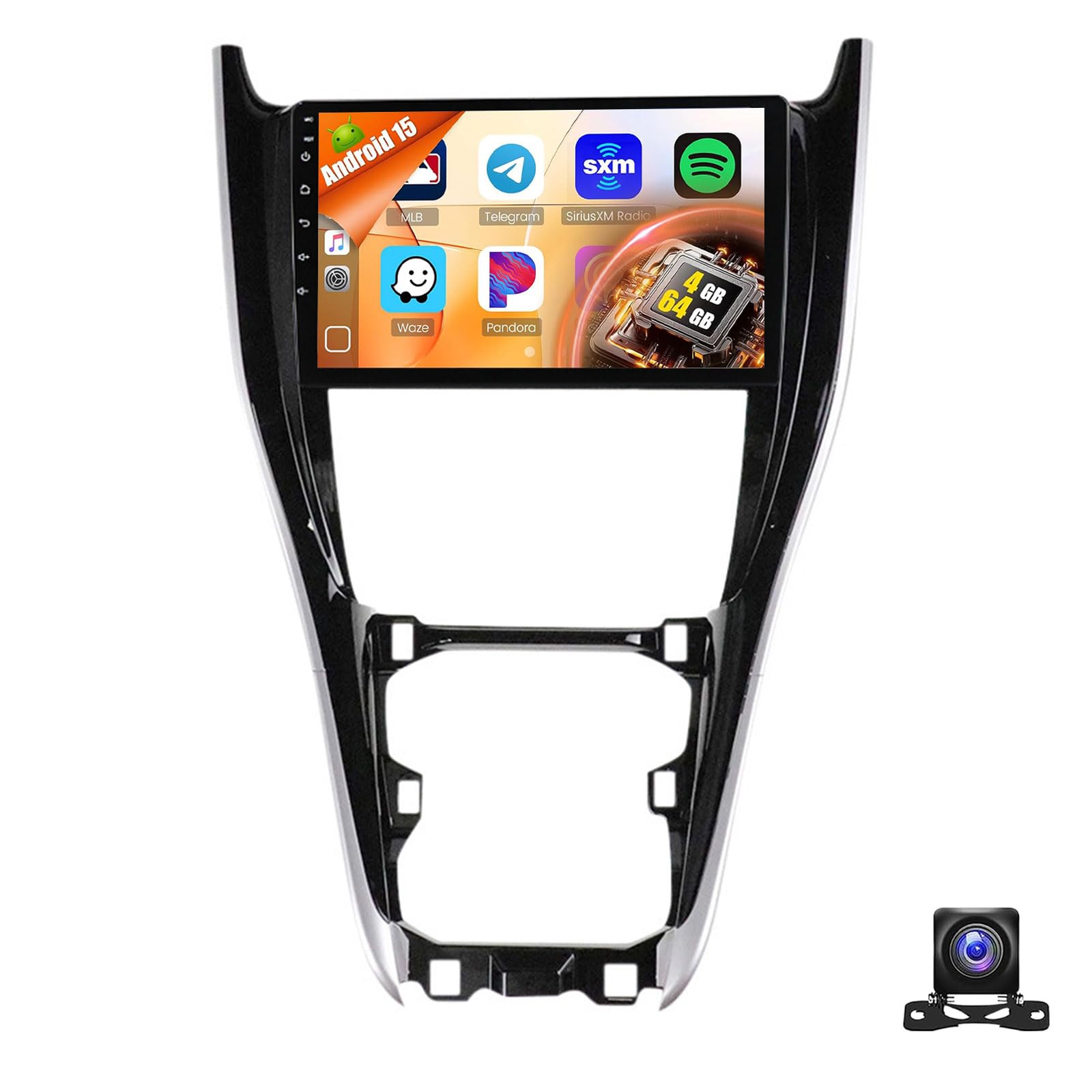 Uipob Android 15 Car Stereo For Toy-ota Harrier 2013-2020 Wireless Carplay Android Auto 9'' Touchscreen Car Radio With GPS Navigation Bluetooth WiFi/FM/RDS Radio SWC Backup Camera(Size:8Core 8+256G)