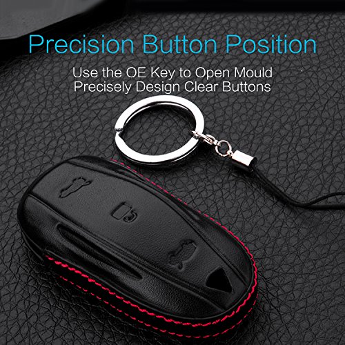 MECHCOS Compatible with Tesla Model S 3 Y Key Fob Cover Case Sleeve Leather Car Remote Shell Bag Keychain Holder - Image 3