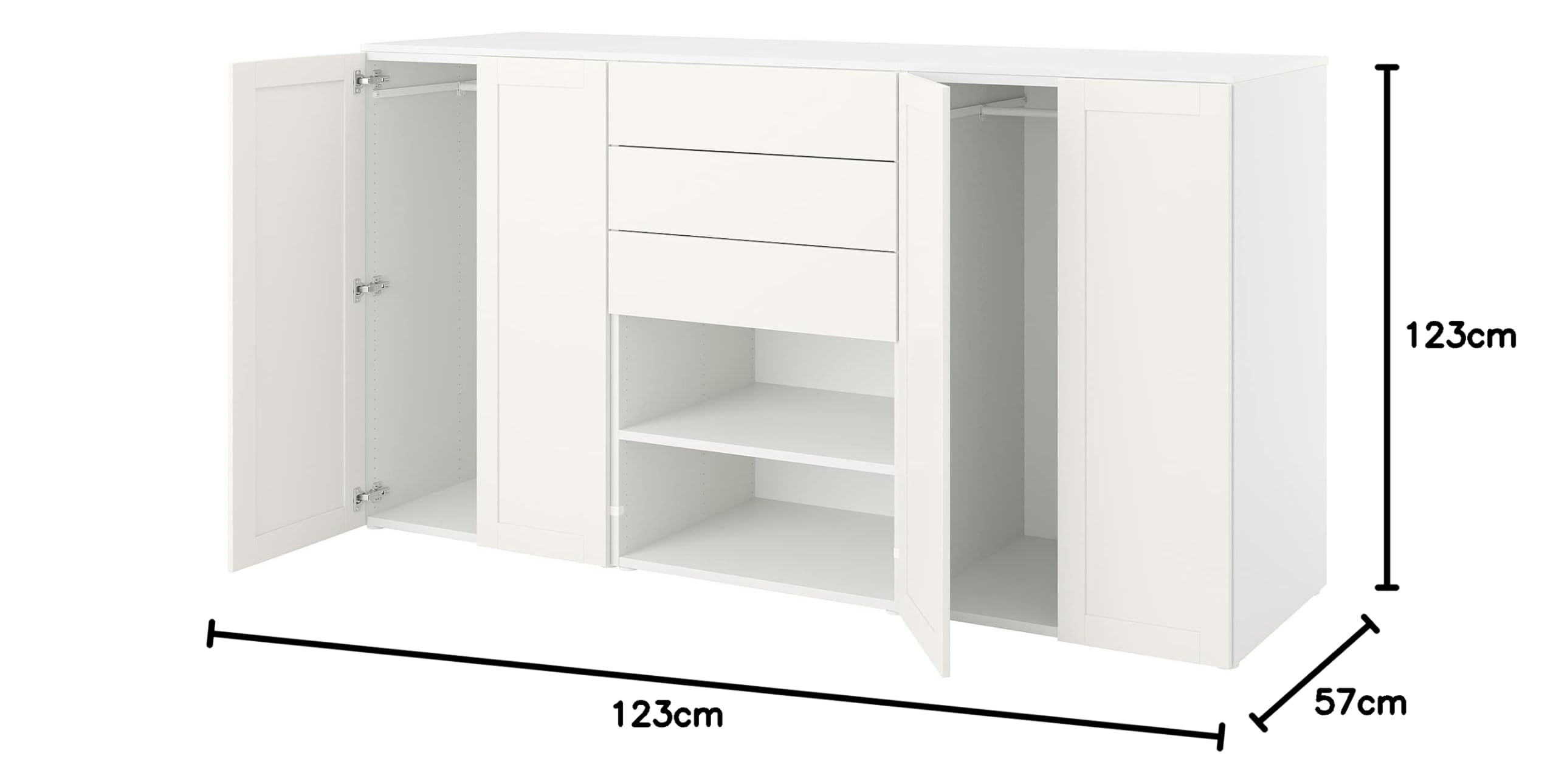 Ikea Platsa Cabinet 4 Doors + 3 Drawers 240 x 57 x 123 cm White