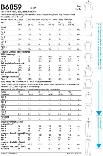 Miniatura 2 de Butterick Patrón de costura B6859 - Vestido de punto para mujer, Tops, Falda y Pantalones, Tamaño ZZ (16-18-20-22-24-26)