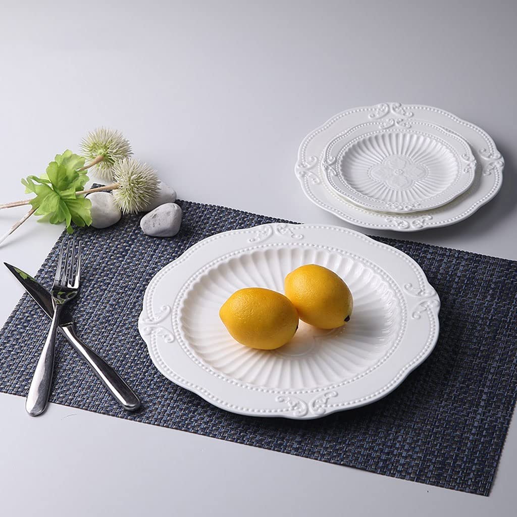 Assiettes Plates Assiettes dîner salade dîner plaques de cuisine cuisine cuisine accessoires ménagers assiette plat Assiette (Color : Three-piece suit)
