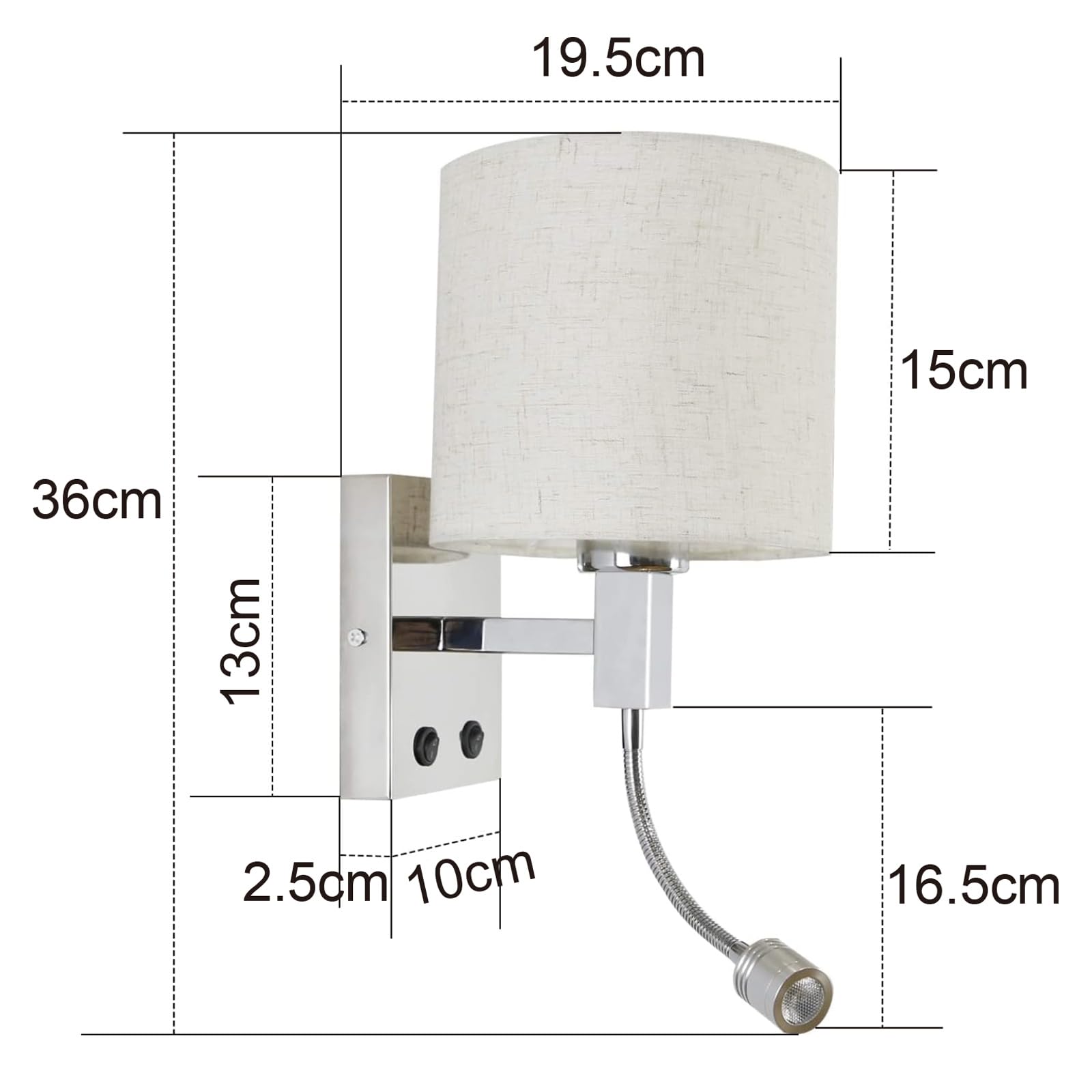 ZMH lámpara de pared LED lámpara de pared de tela blanca lámpara de lectura LED iluminación de pared E27 lámpara de lectura lámpara de cama lámpara de cama luz flexible dormitorio sala de estar