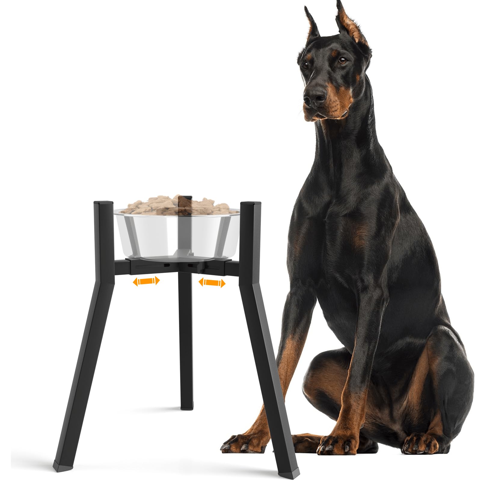 Supporto rialzato per cani di taglia grande, larghezza regolabile 20,8-32 cm, altezza 42,9 cm, supporto per acqua per cibo per cani rialzato, ciotola non inclusa