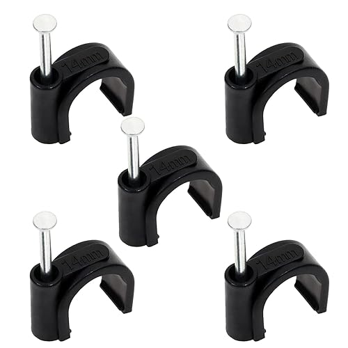 Mini Skater Paquete de 100 clips de cable Ethernet de 0.551 in con clavo de acero, clip de alambre de 12 pulgada para cables de extensión de alambre