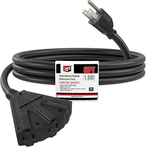 Miniatura 23 de EP Cable de extensión para exteriores de 10 pies con 3 tomas de corriente eléctrica, cable verde SJTW de 16/3 con enchufe a tierra de 3 clavijas
