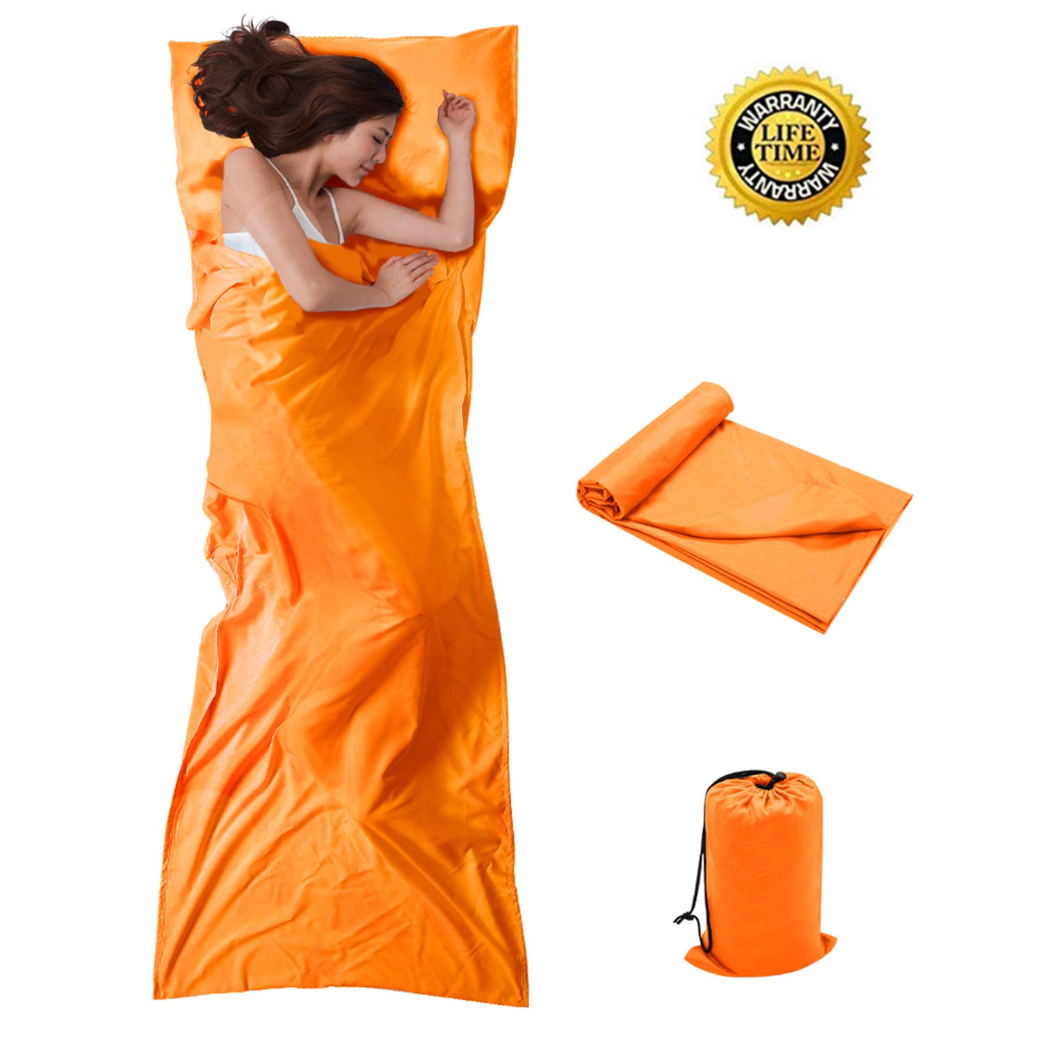 Travel and Camping Sheet Sleeping Bag Liner - Lightweight Compact and Portable Adult Sleeping Bag - Ideal for Traveling,Hostels and Camping