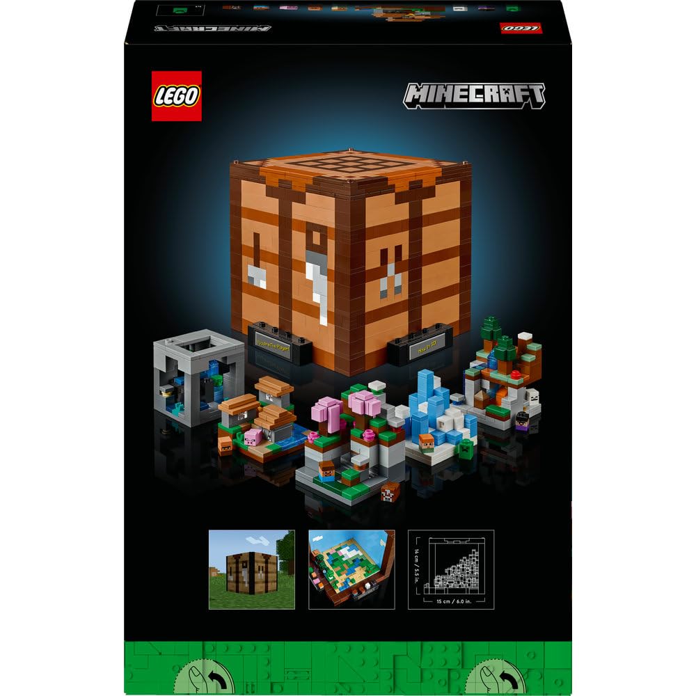 LEGO Minecraft Stół warsztatowy, Zestaw dla Dorosłych Fanów z Okazji 15-lecia Powstania Gry, Zawiera 8 Postaci, w tym: Steve, Alex i Moby, Pomysł na Prezent dla Gracza, dla Mężczyzny i Kobiety, 21265