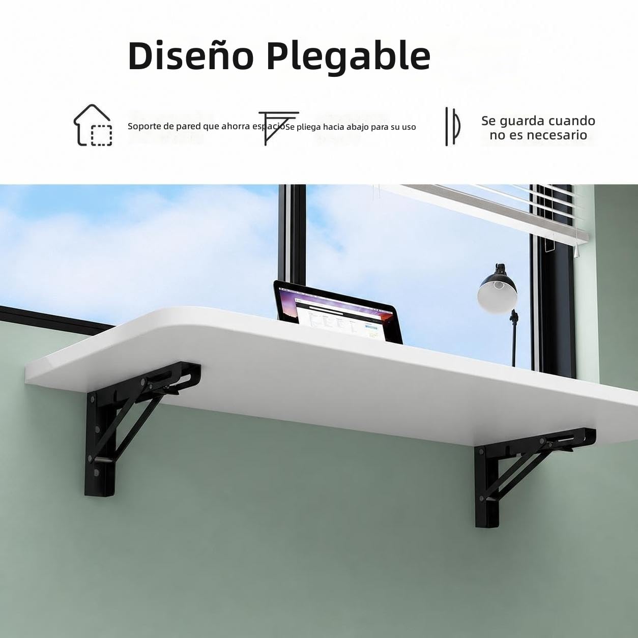 Mesa y Escritorio Plegable de Pared para Comedor, Trabajo con Ordenador, Estudio y Uso en Encimera de Cocina (Roble, 100cm x 30cm)