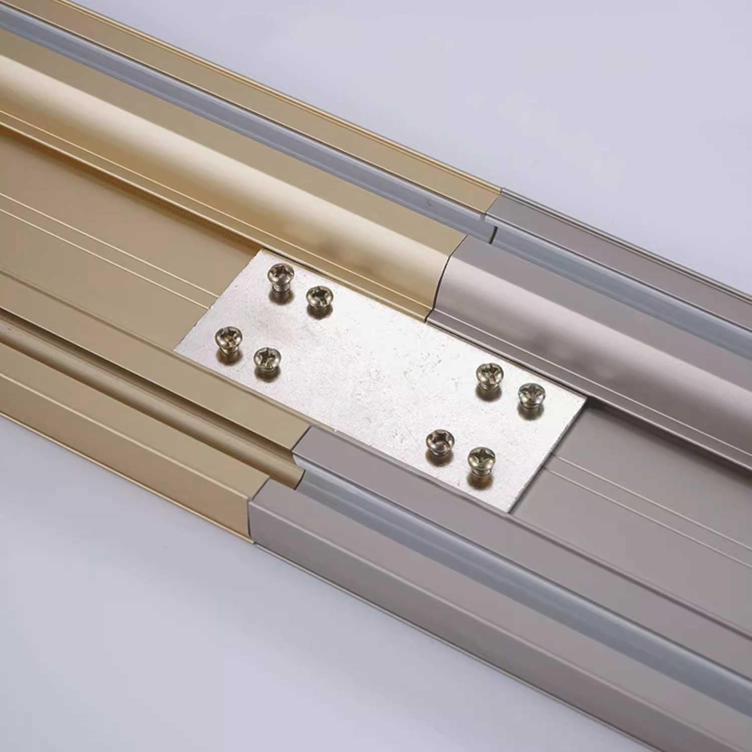 One-Piece Double Track Ceiling Curtain Track - Silent Pulley Room Divider for Privacy in Living Room, Bedroom, or Hospital - Gold Finish, 1m (3.3ft)