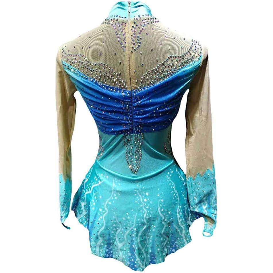 Blue,4/6,Hynyjxjy Dziewczęca sukienka do jazdy figurowej na lodzie Spódnica do jazdy na łyżwach na zawody Dziecięce trykoty do gimnastyki artystycznej kryształowe stroje do sportów zimowych