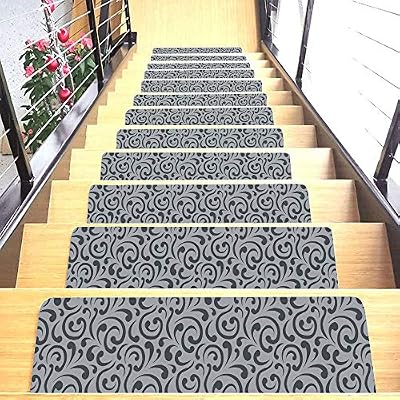 Shape28 Stair Treads Ultra-Thin with Non Slip Rubber Backing 9”x26”, Gray 7 Pieces