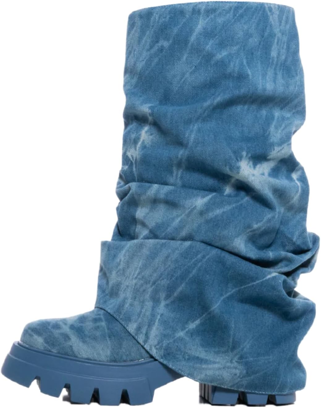 sexytag Women's Metallic Boots Slouchy Foldover Platform Round Toe Western... - Picture 28 of 61