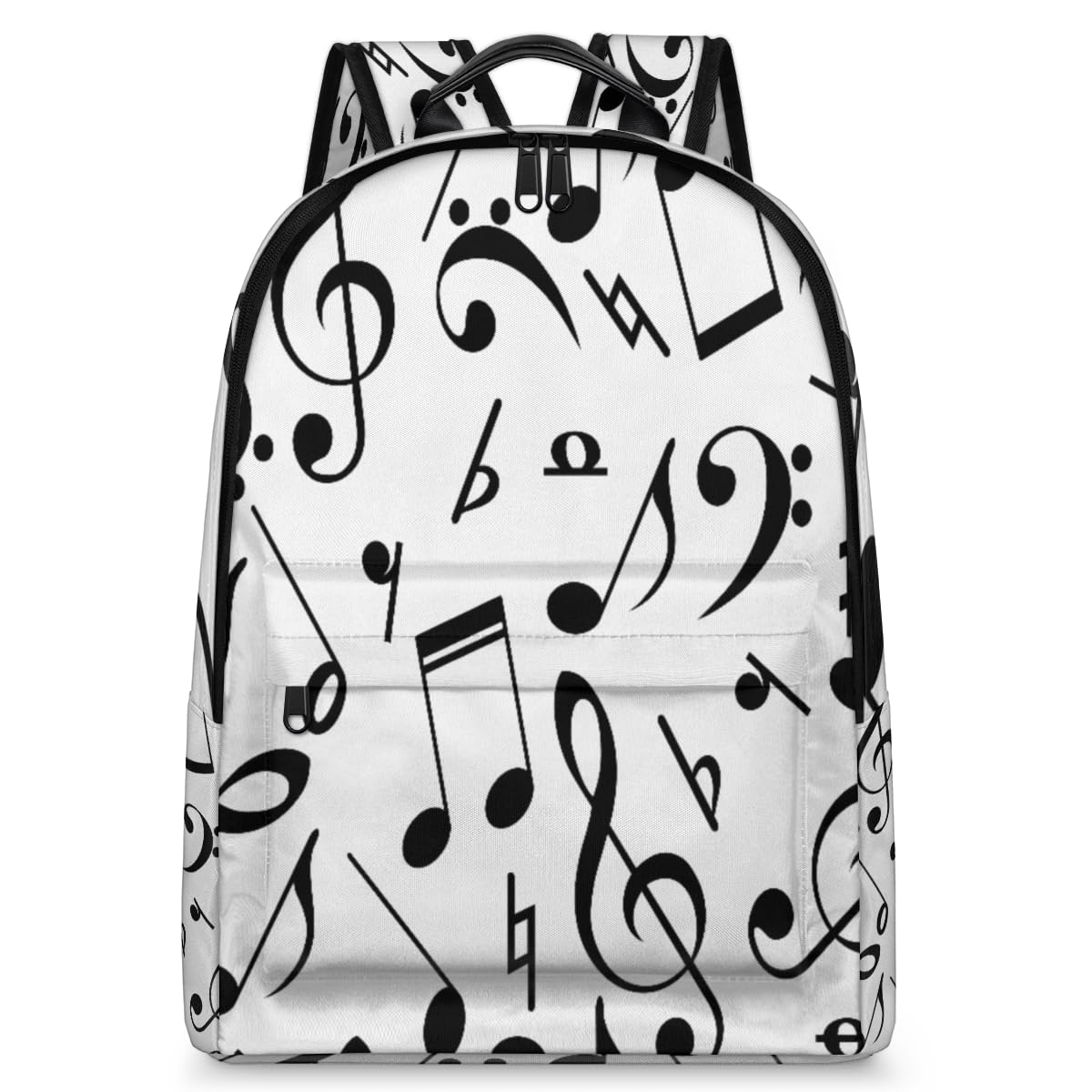 TropicalLife Rucksack mit Musiknoten für Herren, Damen, Kinder, Mädchen, Jungen, schwarzer Noten-Rucksack, großes Fassungsvermögen, 23,5 l, Rucksack, Schule, Büchertasche, Reisen, lässig,