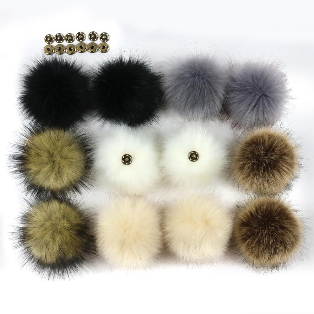 Pompony ze sztucznego futra, pompony, pompony do rękodzieła, 10 sztuk, 15 cm, pompony ze sztucznego futra, bombki z ukrytą klamrą, do majsterkowania, na wesela, urodziny, Boże Narodzenie, akcesoria do