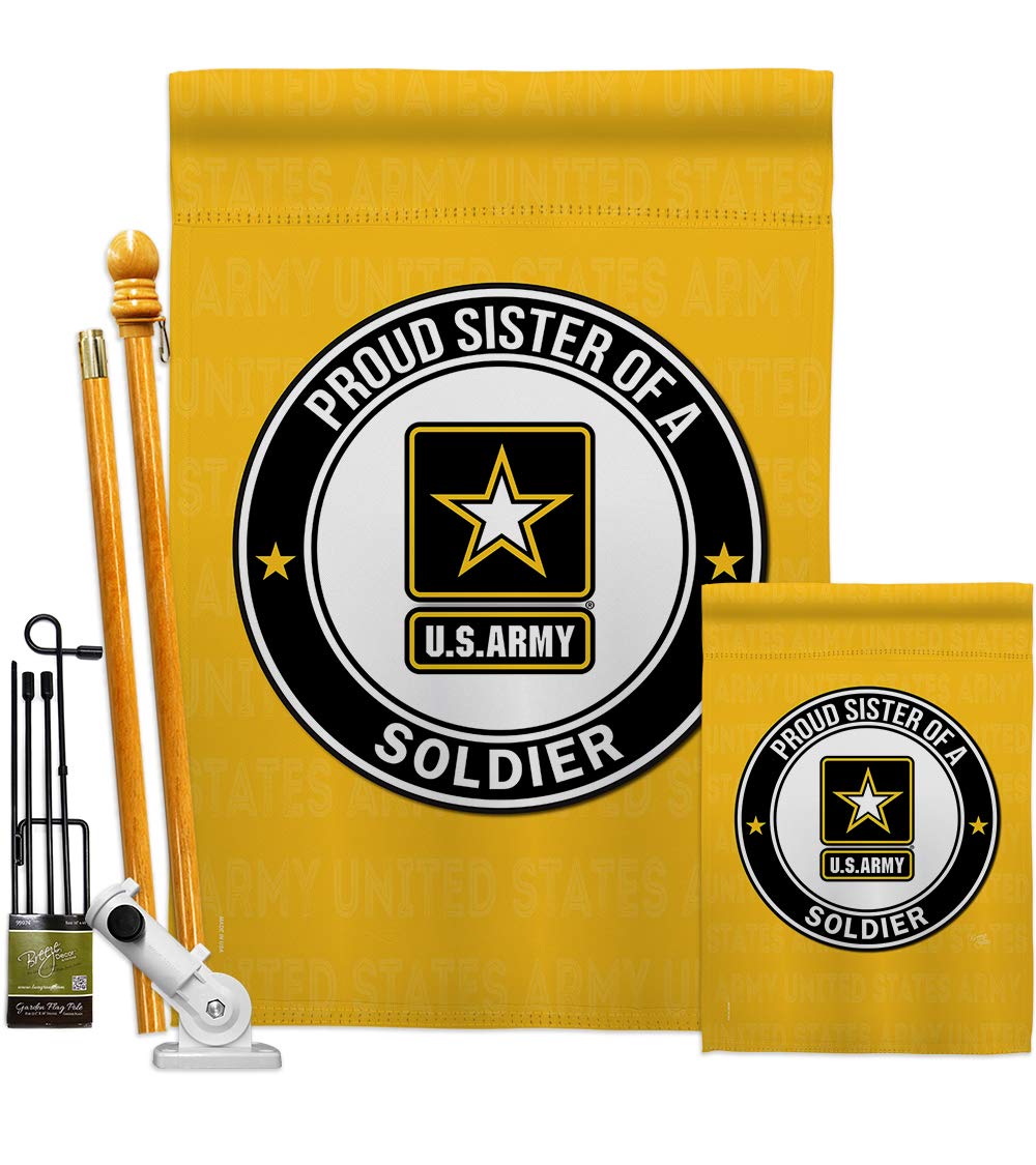 Proud Sister Soldier Garden House Flags Kit Armed Forces Army Rangers United State American Military Veteran Retire Official Small Decorative Gift Yard Banner Double-Sided Made In USA 28 X 40